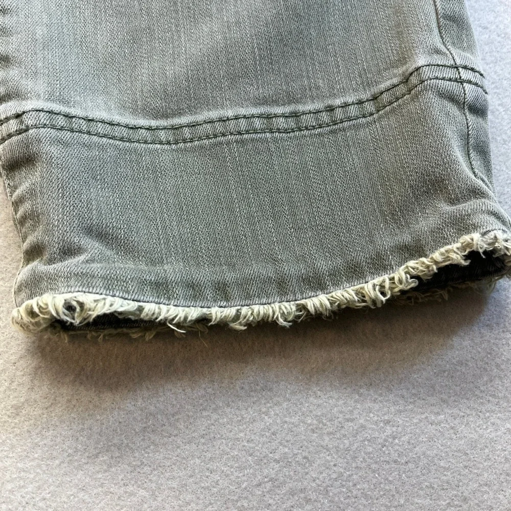 J. Jill Denim Authentic Fit Cropped Jeans Olive Green Frayed Hem Wms 14 Petite